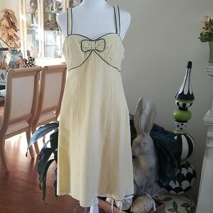 Yellow Striped Dress with Bow Detail